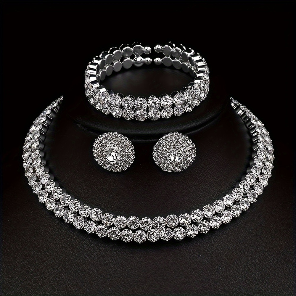 Sterling Silver Sparkle: Earrings, Necklace & Bracelet Set